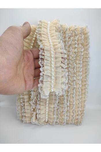 Hobigram Βιζόν Ασημί Glitter Pearl Ruffle Κορδέλα – Ειδικό Σχέδιο, Αξεσουάρ, Ποιοτική Παραγωγή, Εντυπωσιακό Στυλ –
