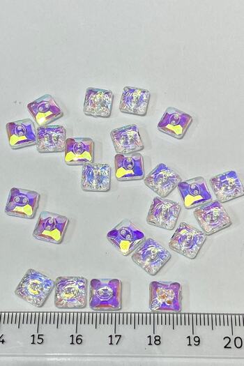 Hobigram Small Square Plastic Perforated Button with Transparent Janjan 1 Pack 10 Pieces – Button, Stylish Design