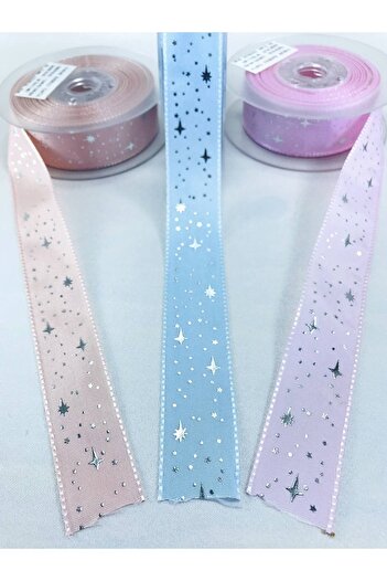 Hobigram Powder Pink Baby Blue Starry Taffeta Ribbon – Ribbon, Stylish Design, Women's Accessory – Ribbon – Ku