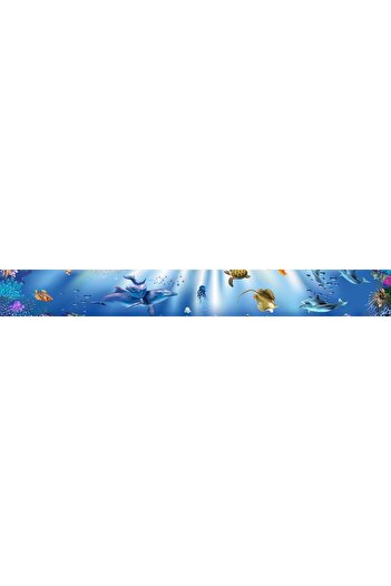 StickerArt Mutfak Tezgah Arası Folyo Fayans Kaplama Folyosu 3d Akvaryum 60x500 Cm