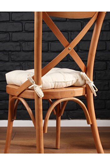ALTINPAMUK 6-Piece Gold Cream Pofidik Chair Cushion Special Stitched 40X40Cm