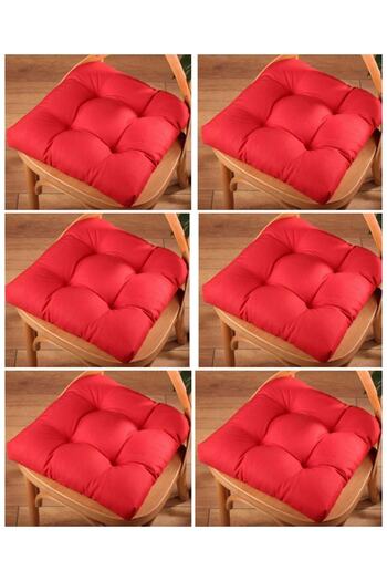 ALTINPAMUK 6-Piece Gold Red Pofidik Chair Cushion Special Stitched 40X40Cm