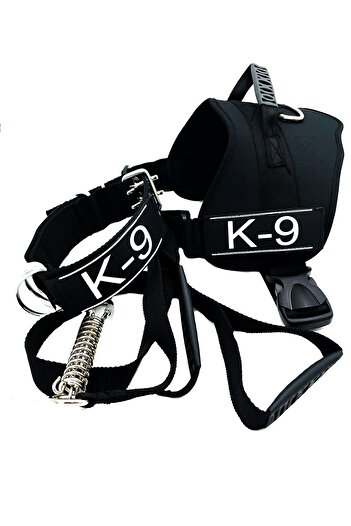 Tasma Market Black K9 Dog Collar Set with Breast, Neck Collar, Trip 3-Piece Dog Collar Set