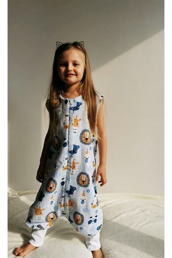 Raduga Collection Blue Cute Headed Muslin Children's Sleeping Bag - Spring