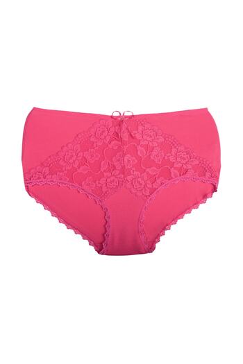 Zena 5-Piece High Waist Lace Detailed Cotton Plus Size Women's Panties