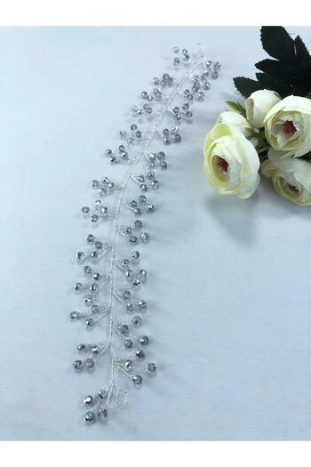 Hobigram Gray Crystal Hair and Turban Accessory – Special Design, Accessory, Quality Production, Eye-Catching Style – D