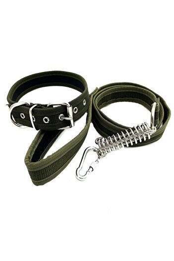 Tasma Market Khaki Dog Collar and Dog Walking Set