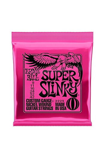 Ernie Ball P02223 Super Slinky 09-42 Electric Guitar String + 3 Pins