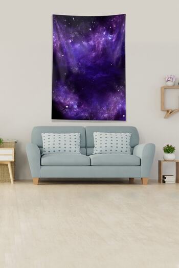 on the clouds Purple Galaxy Patterned Stain Resistant Velvet Fabric Wall Cloth Wall Carpet Tapestry
