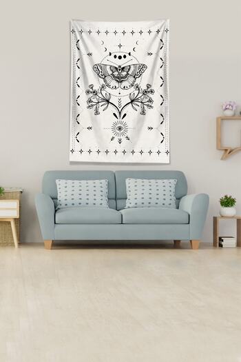 on the clouds Beige Velvet Fabric - Butterfly Patterned Non-Slip Wall Cover and Carpet Tapestry