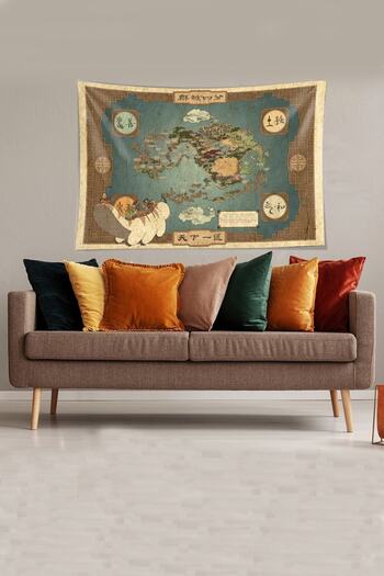 on the clouds Blue Avatar World Map Stain Resistant Velvet Fabric Wall Cloth Wall Carpet Tapestry
