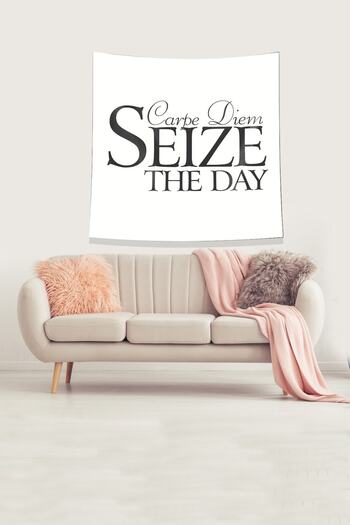on the clouds White Carpe Diem Stain Resistant Velvet Fabric Wall Cover Wall Carpet Tapestry