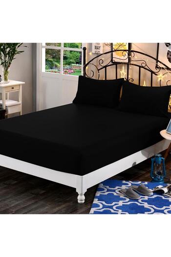 iki iplik Black Combed Cotton Fitted Sheet | 100x200cm | 100% Cotton | 1st quality