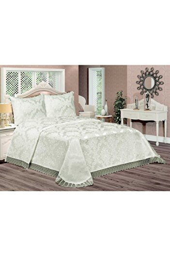 bilginçeyiz Cream French Laced Prestige Aden Double Bedspread Set