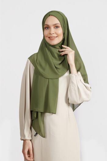 Differenza Crepe Chiffon Shawl Henna Green