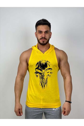 Black İstanbul Black - Punisher - Tank Top Gym Hooded Hoodie Athlete Undershirt