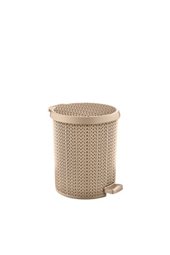 Bahat Plastic Trash Can with Mesh Pattern Pedal 15 Liters