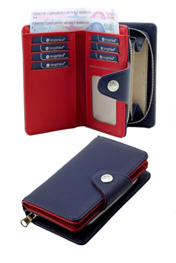 CENGİZ PAKEL Medium Size Navy Blue-red Women's Wallet