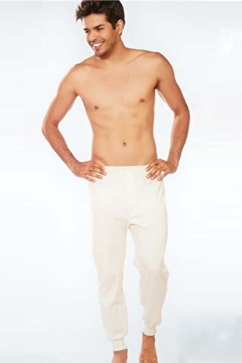 Tutku Men's Cream 100% Cotton Interlock Underwear Bottom
