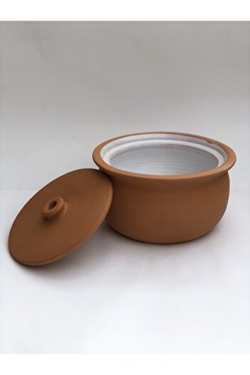 Topsan Natural Clay Casserole Pot (Large Size White Glazed)