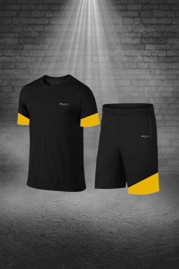 POSEIDON STORM Ανδρικό μαύρο ύφασμα Dri-fit μεγάλου μεγέθους χωρίς εκτύπωση με στρογγυλή λαιμόκοψη κοντό μανίκι κανονικό μπλουζάκι σορτς κάτω επάνω μέρος Ik