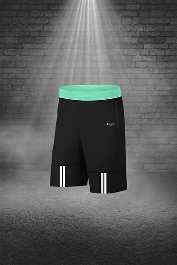 POSEIDON STORM Ανδρικό Water Green Dri-fit ύφασμα με τσέπες Crew Neck Athlete Casual T-shirt Σορτς διπλό σετ (s-3xl)