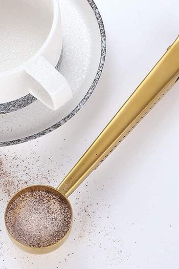 Buffer 2 Coffee Measuring Spoons with Gold Latch - Multifunctional Stainless Steel