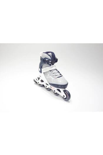 Decathlon Black Gray Single Brake Kids Roller Skates - Fit 3