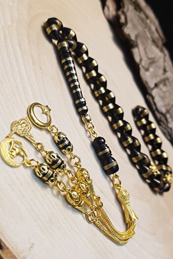 OTTOTESBİH Barley Cut Blackened Kuka Rosary Silver Tassel