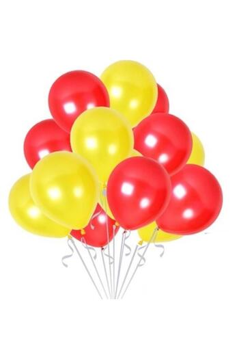 Party City Set of 10 Metallic Yellow-Red Balloons