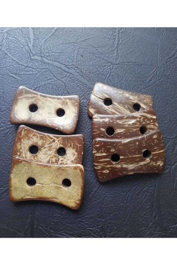 İMREN AKSESUAR Wooden Coconut Natural Button 4 Cm Wide Rectangular Shaped 1 Pack 5 Pieces