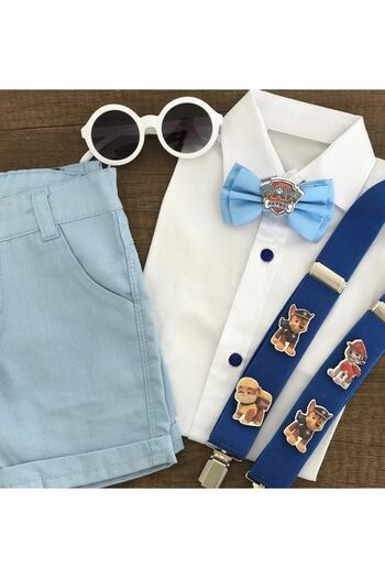 MFS Strap Bow Tie Shorts Short Sleeve Shirt