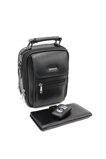 By Hakan Traum 08 Cased Men's Hand and Shoulder Strap Bag Black