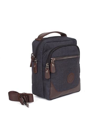 By Hakan 2030 Canvas Fabric Men's Hand and Shoulder Strap Bag Black