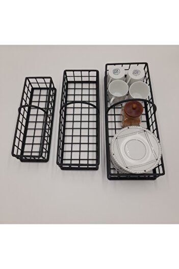 GO DEKOR Asortik Decorative 3-Piece Rustic Wire Basket - New Model