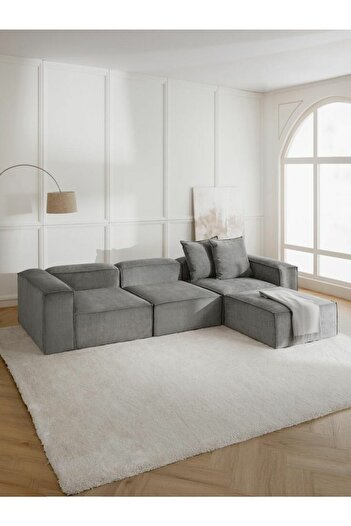 ERİZA Relax Soft Standart 4 Modül Köşe Takımı (ANTRASİT) Kadife Babyface 27