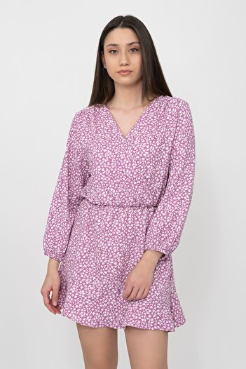 Soyo Rochie mini tricotată cu două piept cu model liliac