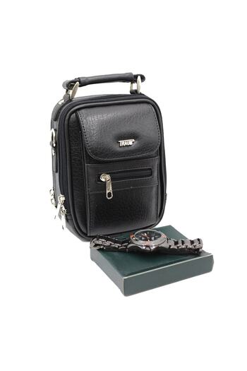 By Hakan Traum 007 Steel Case Men's Bag with Hand and Shoulder Strap Black