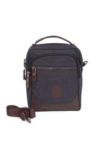 By Hakan 2030 Canvas Fabric Men's Hand and Shoulder Strap Bag Black