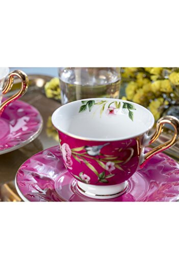 English Home Vanilla New Bone China 2'li Kahve Fincan Takımı 90 ml Mor