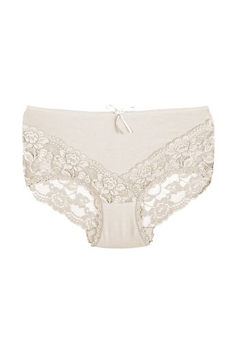 Zena Ecru High Waist Lace Cotton Plus Size Women's Panties