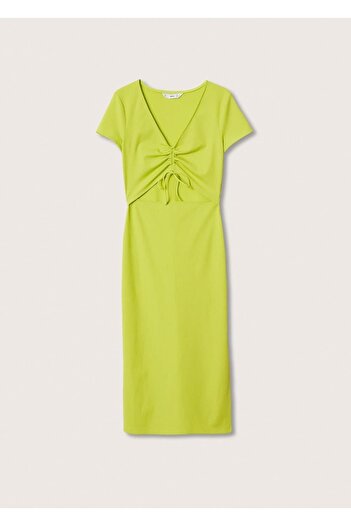 MANGO Woman Yandan Yırtmaçlı Örgü Elbise