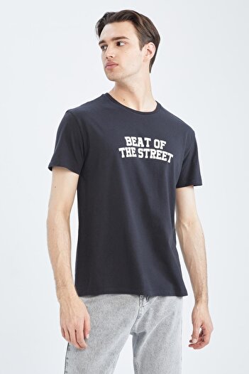 DeFacto Μπλουζάκι Regular Fit Crew λαιμόκοψη, βαμβακερό χτενισμένο μπλουζάκι