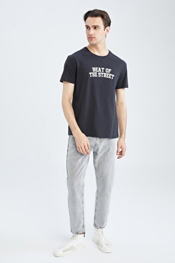 DeFacto Μπλουζάκι Regular Fit Crew λαιμόκοψη, βαμβακερό χτενισμένο μπλουζάκι