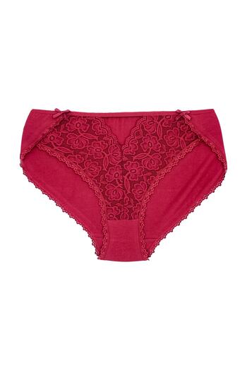 Zena Burgundy High Waist Front Lace Plus Size Women's Panties