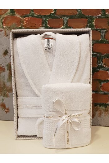 Özdilek Trendy Şalyaka Bathrobe + Head Towel - Size Xl - White