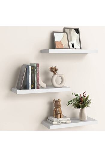 Egecan Mobilya White Flying Wall Shelf Set of 3 (40-40-40)