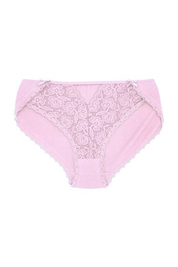 Zena Pink High Waist Lace Front Plus Size Women's Panties