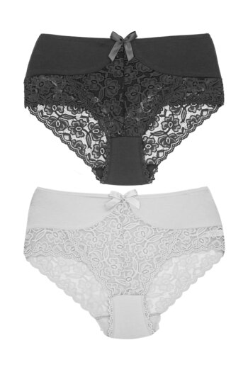 Zena 2-Piece High Waist Lace Front and Back Plus Size Women's Panties