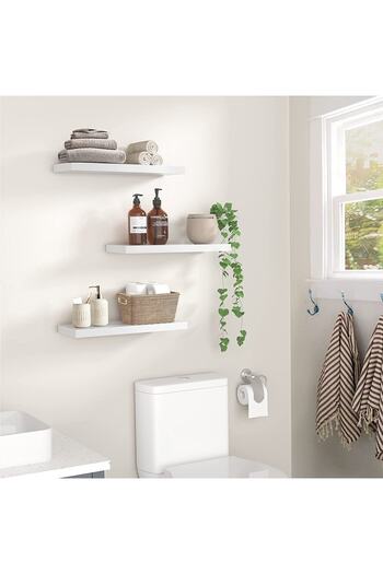 Egecan Mobilya White Flying Wall Shelf Set of 3 (40-40-40)